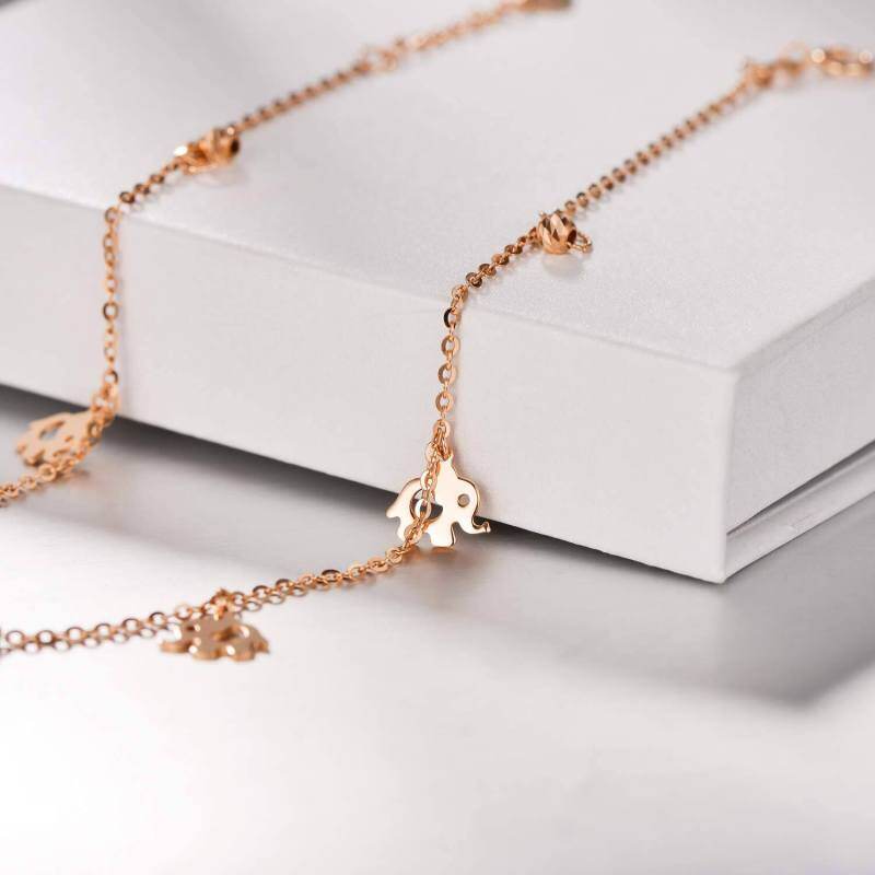 Bracelet de cheville éléphant en or rose 14K à une couche-3