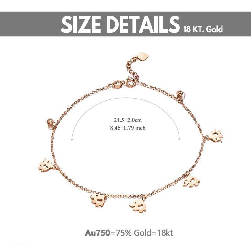 Bracelet de cheville éléphant en or rose 14K à une couche-5