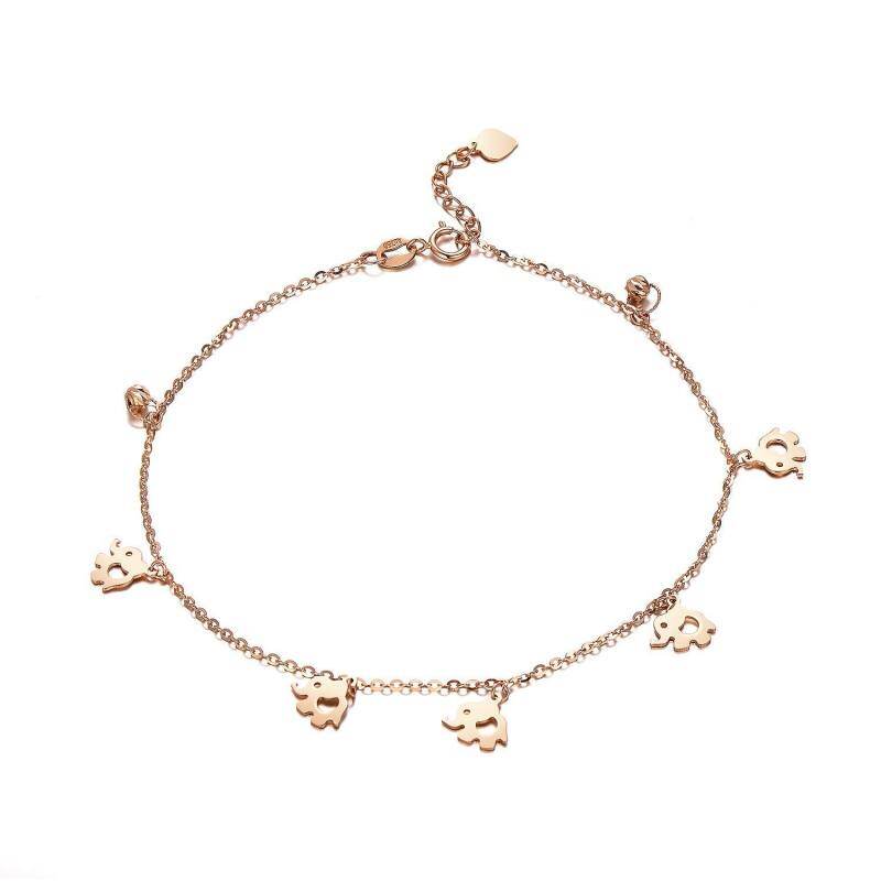 Bracelet de cheville éléphant en or rose 10K à une couche-13