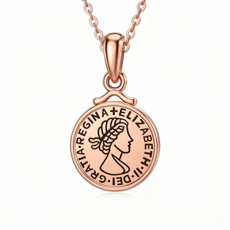 Collar con moneda de oro rosa de 9 quilates de Isabel II-1