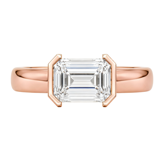 10K Rose Gold Emerald Cut Lab-Grown Diamond Custom Engagement Ring D Color VVS1 Clarity 3EX IGI Certified