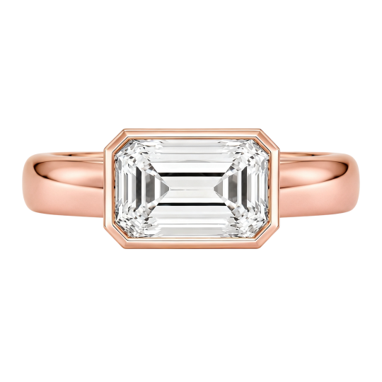 10K Rose Gold Emerald Cut Lab-Grown Diamond Custom Engagement Ring D Color VVS1 Clarity 3EX IGI Certified