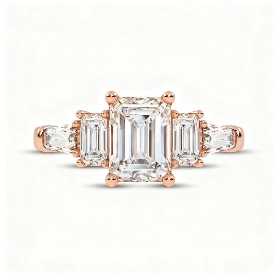 Verlobungsring aus 18-karätigem Roségold mit smaragdgeschliffenem, im Labor gezüchtetem Diamanten, Farbe D, Reinheit VVS1/VS1, 3EX, IGI-zertifiziert