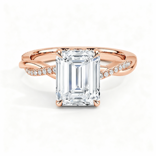 Verlobungsring aus 18-karätigem Roségold mit smaragdgeschliffenem, im Labor gezüchtetem Diamanten, Farbe D, Reinheit VVS1/VS1, 3EX, IGI-zertifiziert