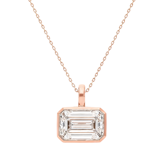 Collares de diamantes cultivados en laboratorio con diamantes talla esmeralda en oro rosa de 10 quilates
