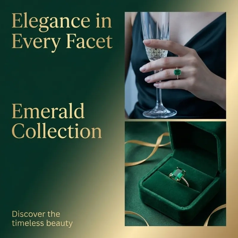 10K Rose Gold Emerald Cut Lab-Grown Emerald Custom Sidestone Engagement Ring-4