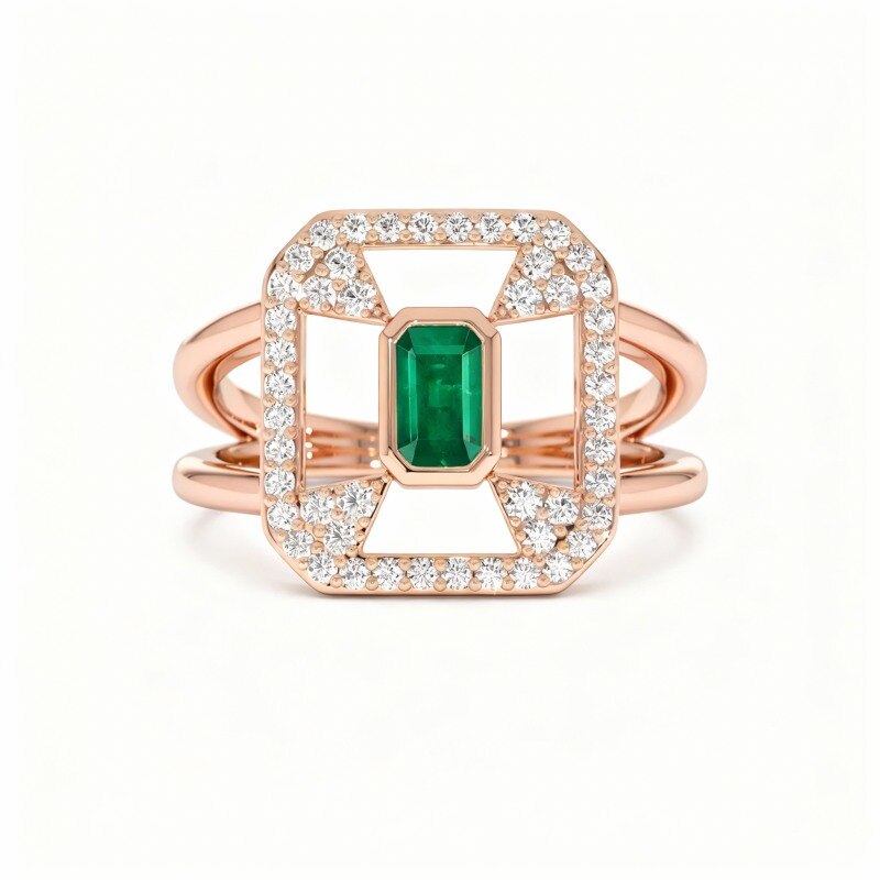 14K Rose Gold Emerald Cut Ring-1