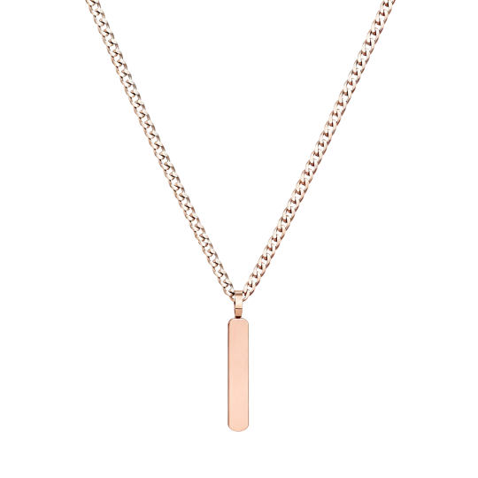 Collana da uomo in oro rosa 10 carati con barretta personalizzabile e personalizzabile con incisione.