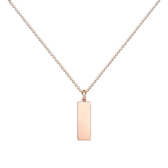 Collar con barra y barra grabable de oro rosa de 10 quilates para hombre