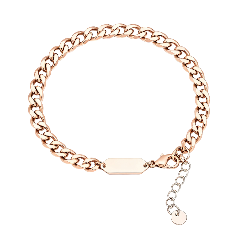 Pulsera con dije grabable de oro rosa de 10 quilates para hombre-1