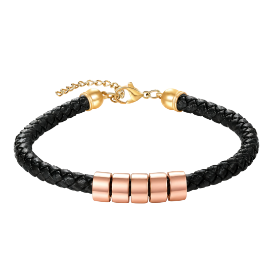 10K Rose Gold Engravable & Father & Daughter & Father & Son Charm Bracelet for Men