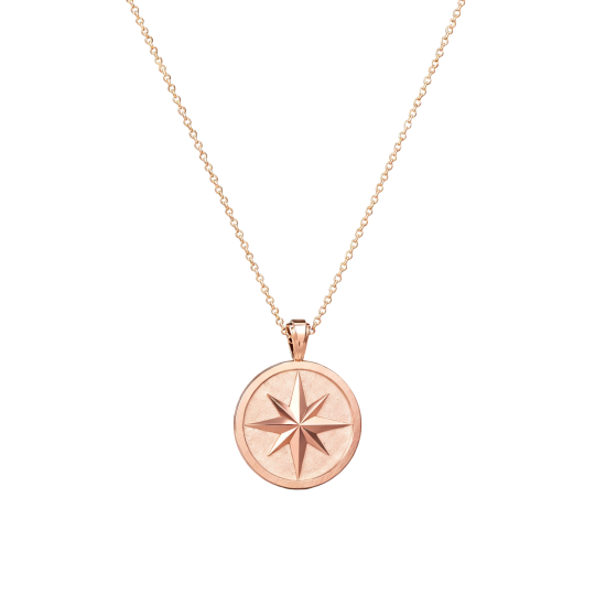 Collier pendentif boussole en or rose 10 carats personnalisable avec gravures Père et Fille, Père et Fils, Père et Boussole