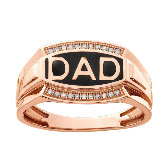Anillo de sello para hombre, grabable, de oro rosa de 10 quilates, con las inscripciones Padre e Hija, Padre e Hijo y Padre.