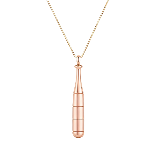 Collier pendentif en or rose 10 carats personnalisable avec gravure : Père et fille, Père et fils, Parents et enfants, Père et batte de baseball (pour homme)