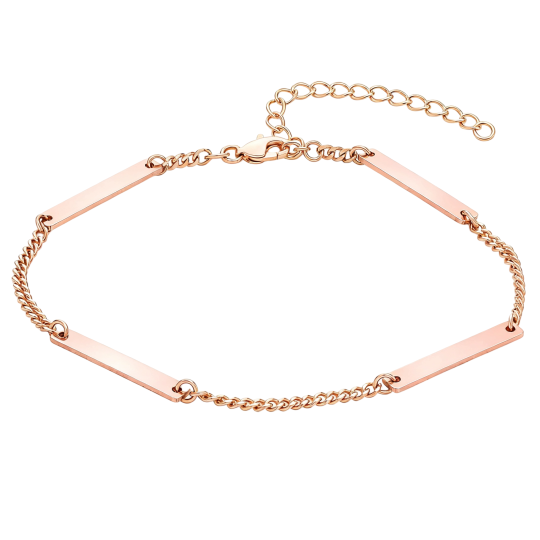 10K Rose Gold Engravable & Father & Daughter & Father & Son & Parents & Children & Father Identification Bracelet for Men