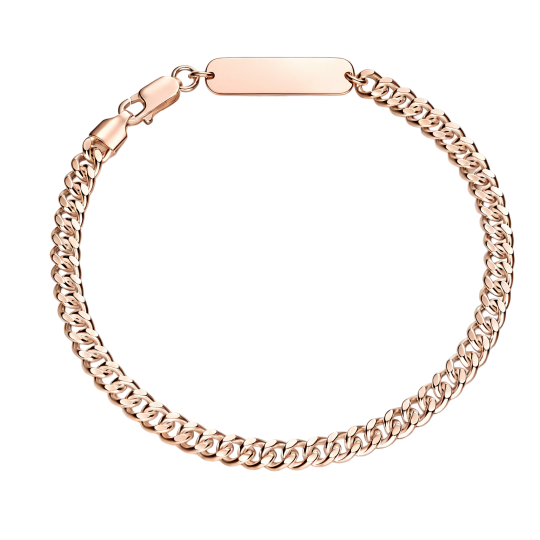 Pulsera de oro rosa de 18 quilates grabable con identificación para padre.