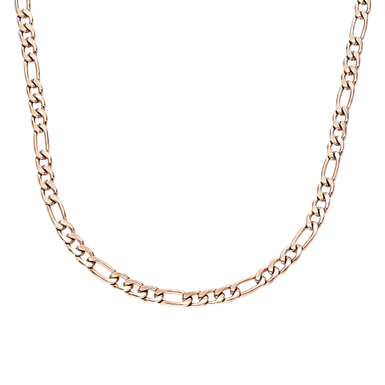 Collana da uomo a catena Figaro in oro rosa 10 carati, personalizzabile con incisione.