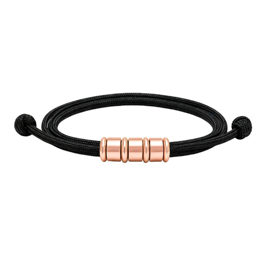10K Rose Gold Engravable Metal Beads Bracelet for Men