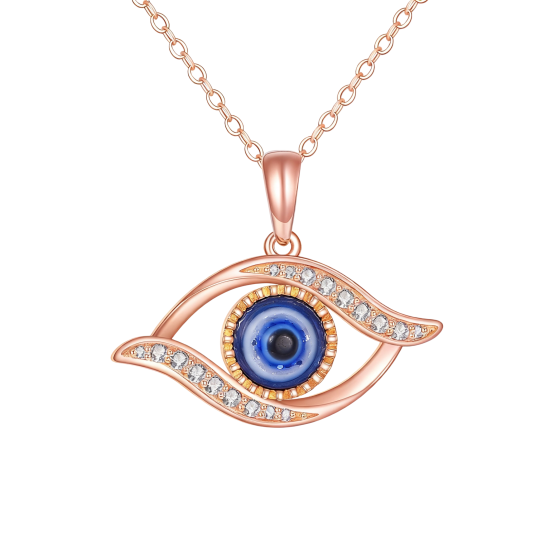 Ketting met hanger in de vorm van het boze oog, 10 karaats roségoud.