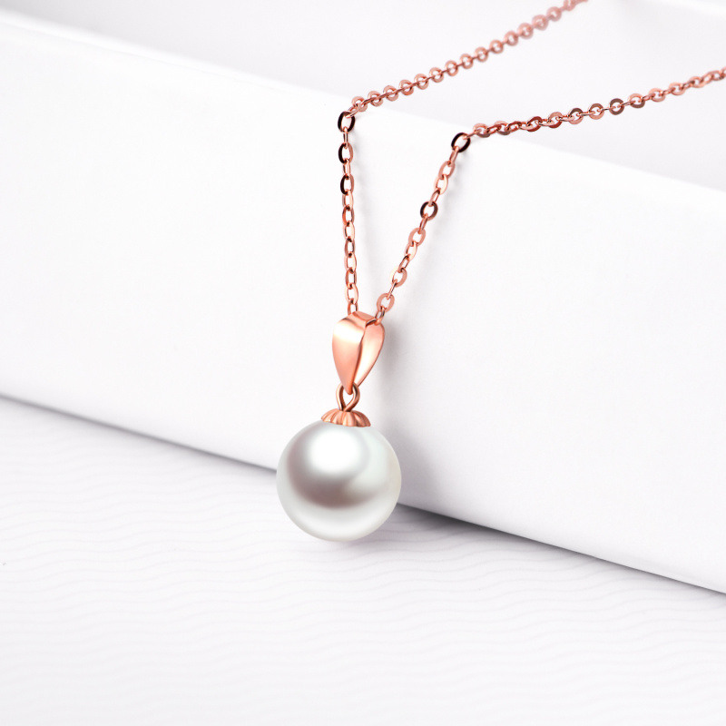 18K Rose Gold Extender Circular Pearl Strand Necklace For Women-3