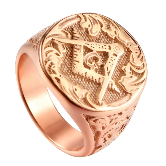 Anillo de sello de oro rosa de 10 quilates para padre e hija, padre e hijo, padre y masón.