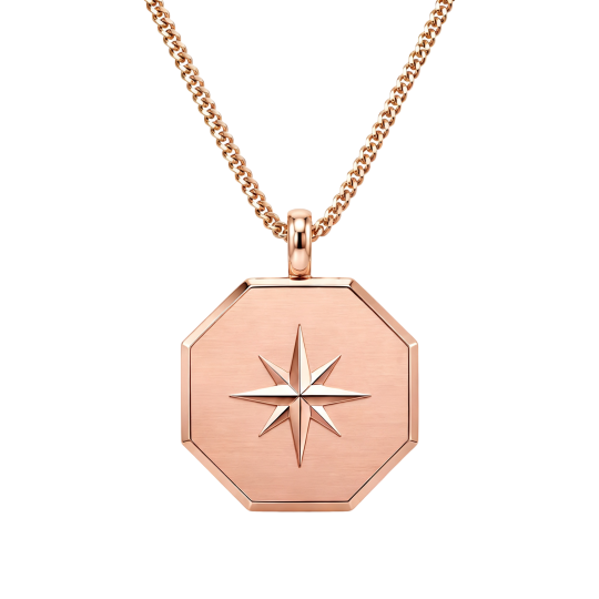 Collier pendentif boussole en or rose 10 carats pour homme, représentant un père et sa fille, un père et son fils, des parents et des enfants.