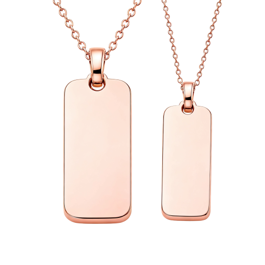 Collier pendentif en or rose 10 carats représentant un père, son fils et des montagnes (pour homme)
