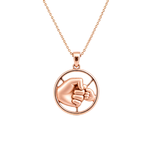 Collier pendentif père et fils en or rose 10 carats pour homme