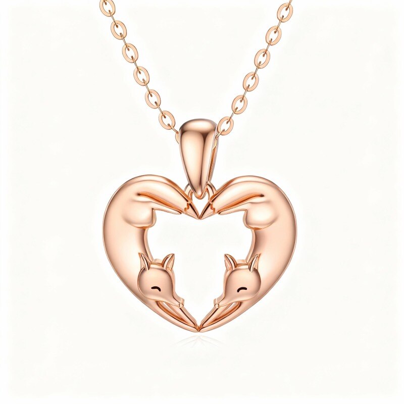 18K Rose Gold Fox Pendant Necklace-1