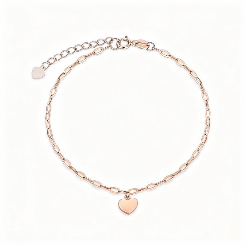 Pulsera con dije de corazón de oro rosa de 18 quilates-1
