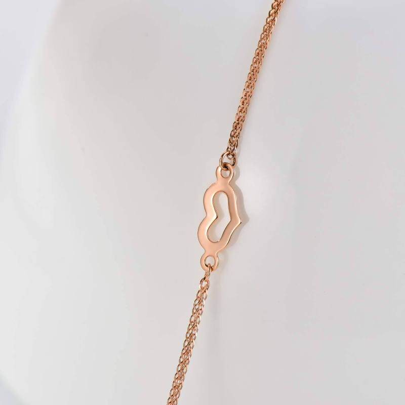 Bracelet en or rose 10K avec pendentif en forme de coeur-3