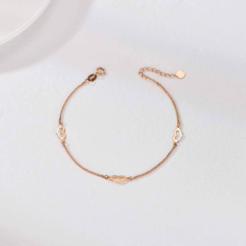 Bracelet en or rose 10K avec pendentif en forme de coeur-4