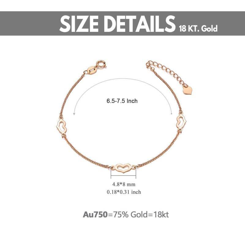 Bracelet en or rose 10K avec pendentif en forme de coeur-5