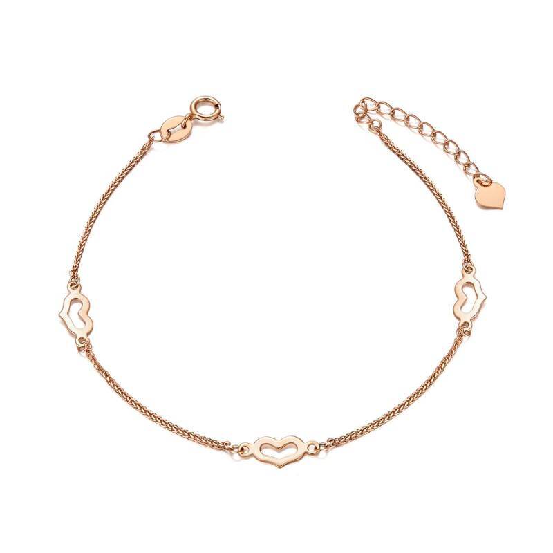 Bracelet en or rose 10K avec pendentif en forme de coeur-1