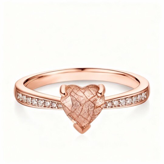 Bague de fiançailles personnalisée en or rose 10 carats avec taille cœur