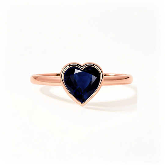 Anel de Noivado Personalizado em Ouro Rosa 10K com Corte em Coração e Pedra Preciosa - Ideal para Aniversário