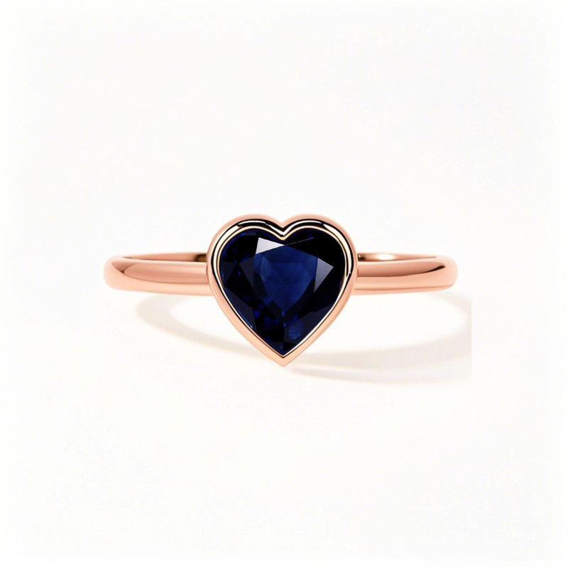 Bague de fiançailles personnalisée en or rose 10 carats avec pierre précieuse taillée en forme de cœur-7