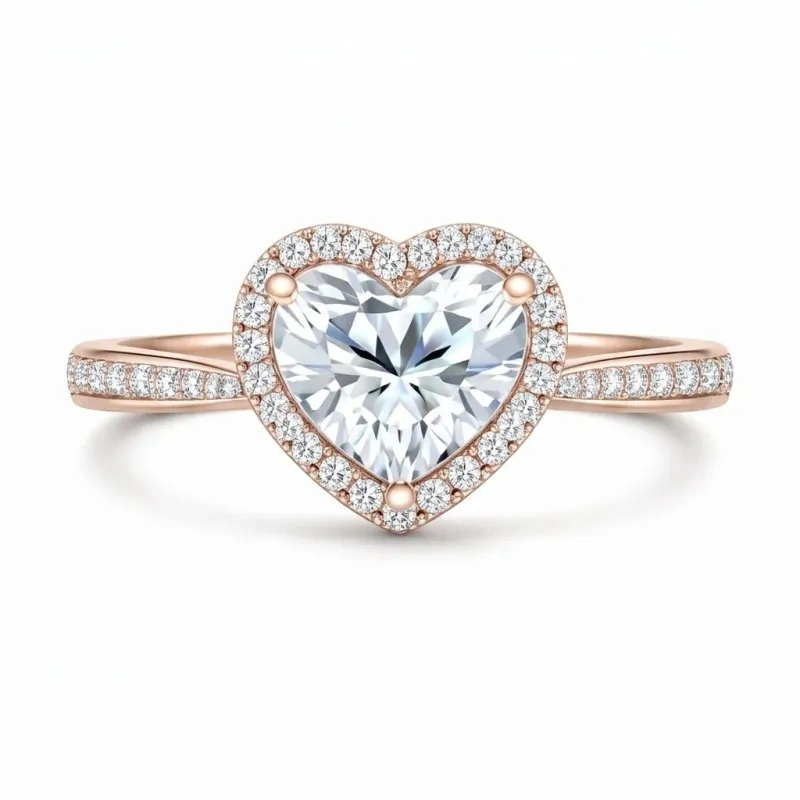 Bague de fiançailles personnalisée en or rose 10 carats avec diamant de laboratoire taille cœur-5