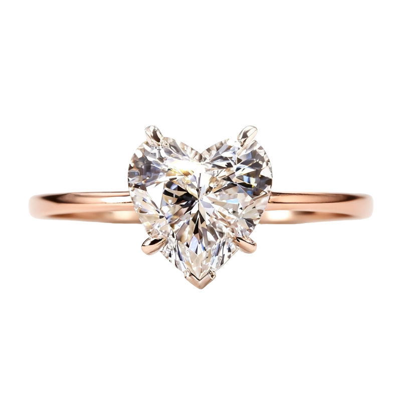 Anillo de compromiso personalizado de oro rosa de 10 quilates con diamante cultivado en laboratorio talla corazón, color D, claridad VVS1/VS1, certificado por IGI 3EX.-5