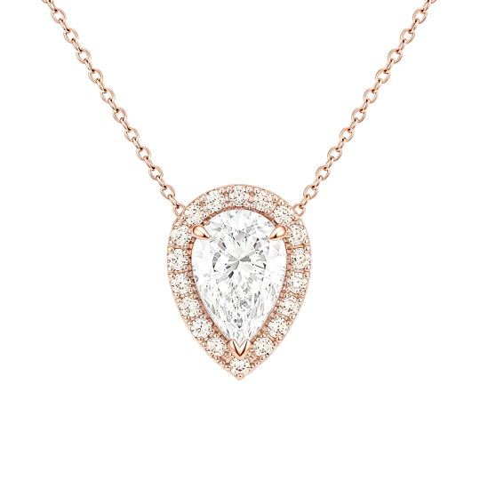 10K Rose Gold Heart Cut Lab-Grown Diamond Lab-Grown Diamond Necklaces