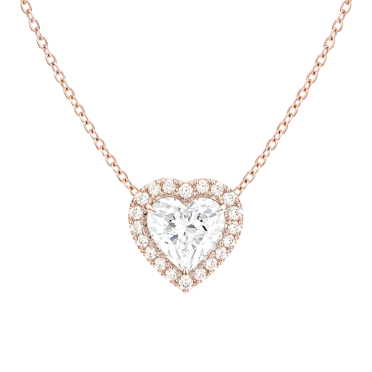 Colliers en or rose 14 carats avec diamants de laboratoire taille cœur