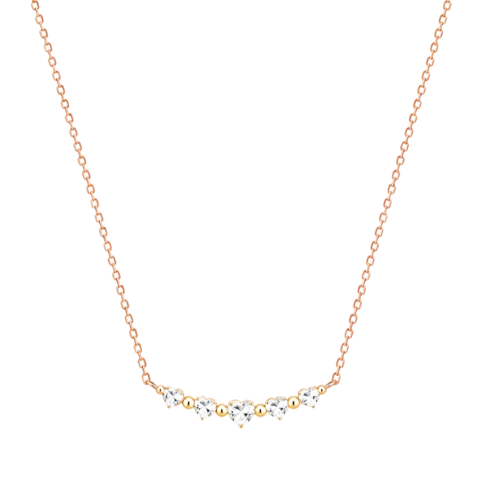 Collares de diamantes cultivados en laboratorio con diamantes talla corazón en oro rosa de 10 quilates