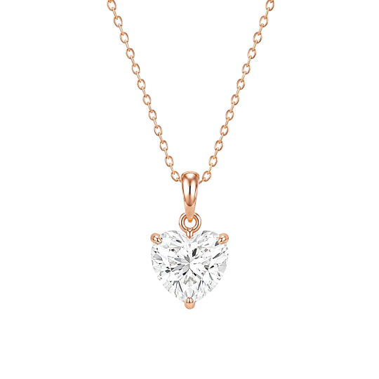 Collares de diamantes cultivados en laboratorio con diamantes talla corazón en oro rosa de 10 quilates