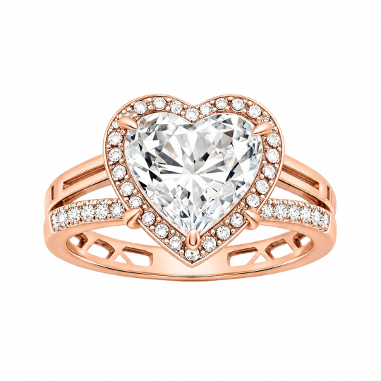 Verlobungsring aus 10-karätigem Roségold mit herzförmigem Moissanit