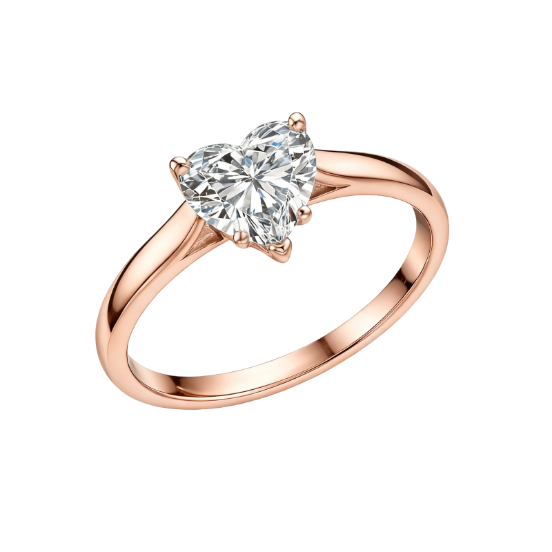Anillo de compromiso de moissanita talla corazón en oro rosa de 18 quilates-1