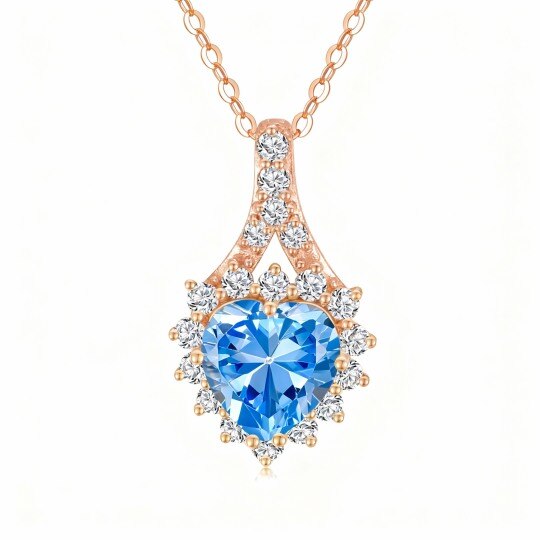 Collier pendentif cœur en or rose 10 carats et topaze taille cœur
