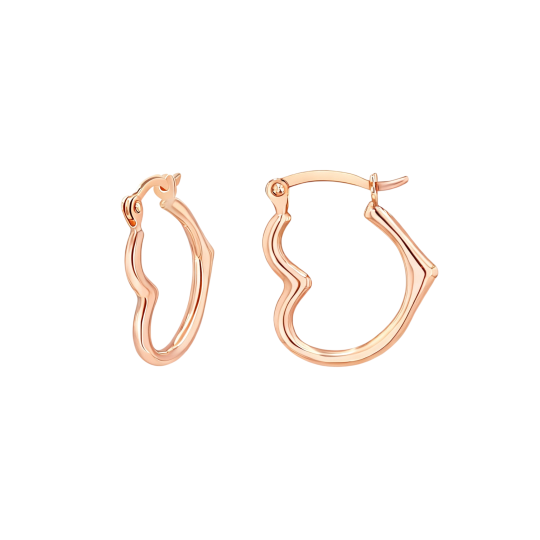 10K Rose Gold Heart Hoop Earrings