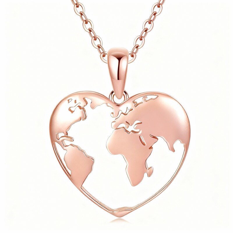 Collier pendentif cœur en or rose 18 carats-1