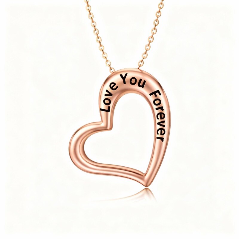 Collar con colgante de corazón de oro rosa de 18 quilates-1