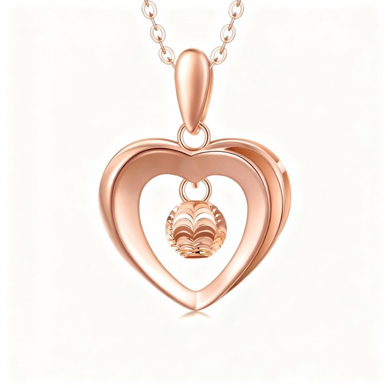 Collar con colgante de corazón de oro rosa de 18 quilates-1